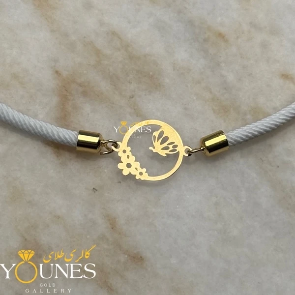 دستبند گل و پروانه طلا لیزری